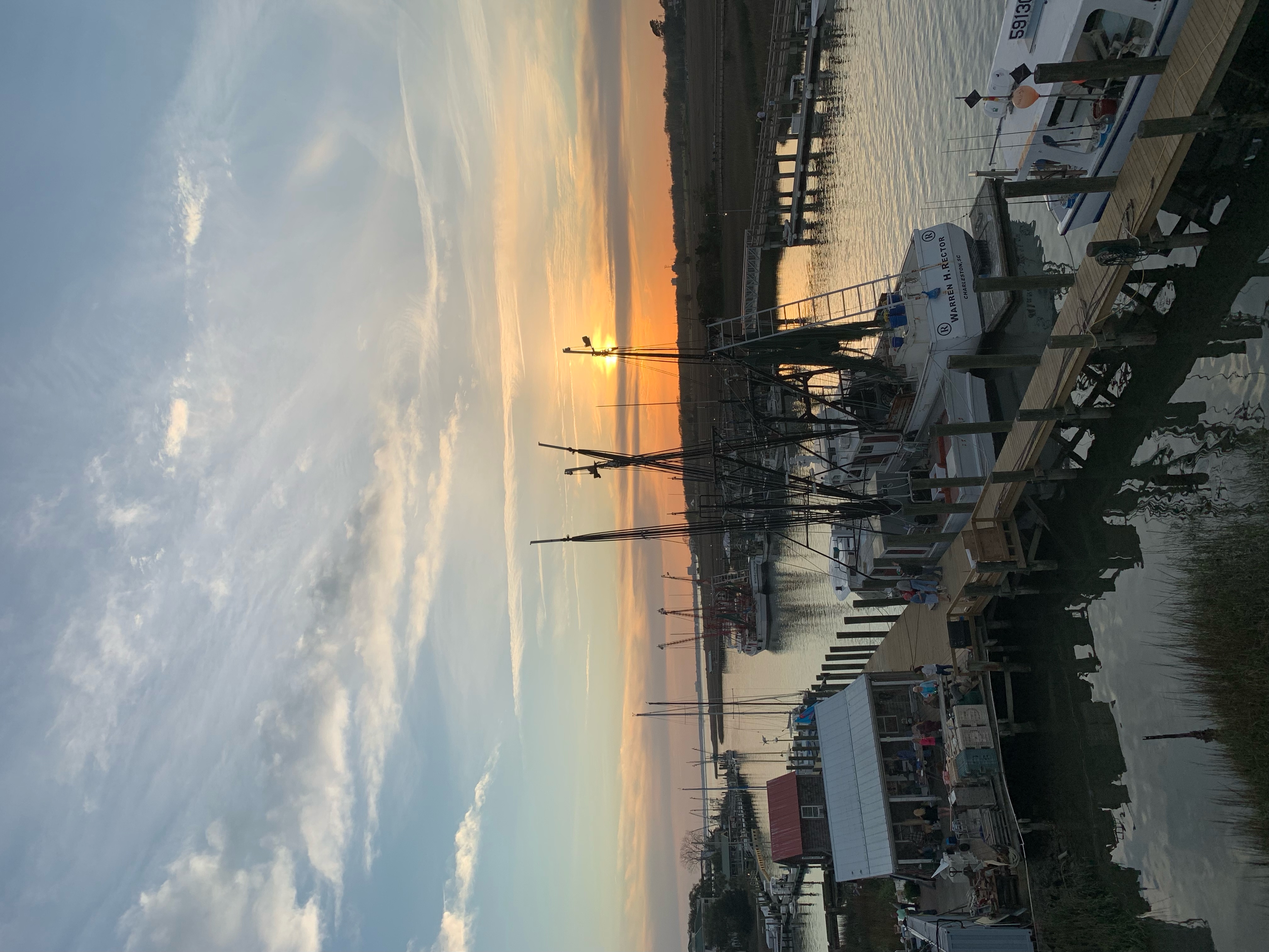 sunset at a marina